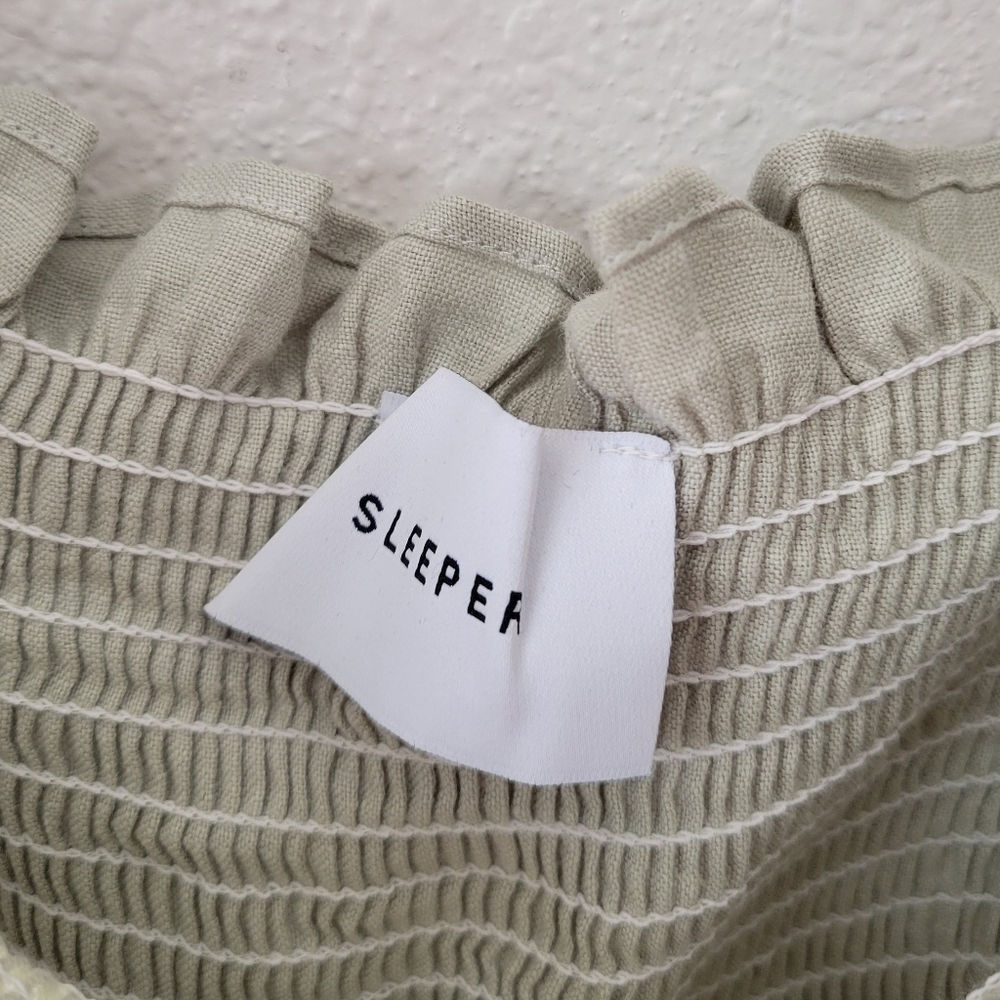 Sleeper 100% linen sage green atlanta midi dress, medium - Picture 11 of 14